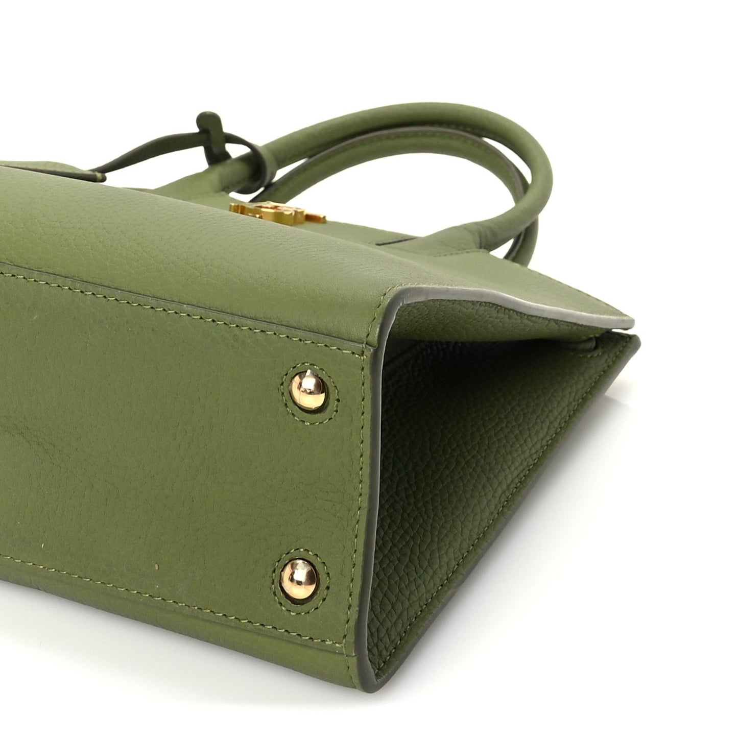 Grained Calfskin Mini Frances Tote Spruce Green