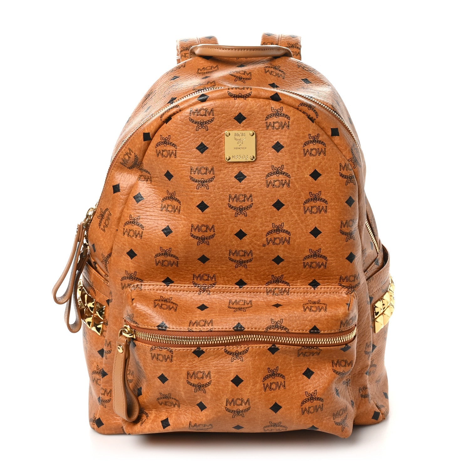 MCM Visetos Medium Side Studs Stark Backpack Cognac 1 of 7