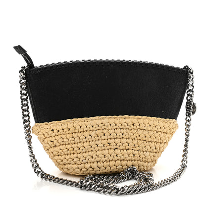 Stella McCartney Raffia Falabella Small Half & Half Shoulder Bag Black 3 of 10