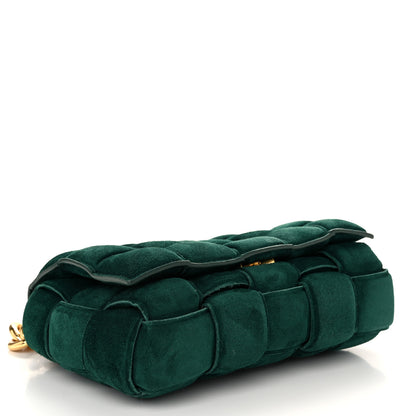 Bottega Veneta Suede Maxi Intrecciato Padded Chain Cassette Crossbody Bag Emerald Green 4 of 10