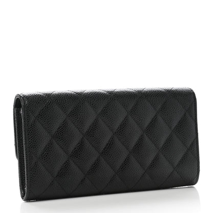 Chanel Caviar Quilted Large Gusset Flap Wallet Black 3 of 9