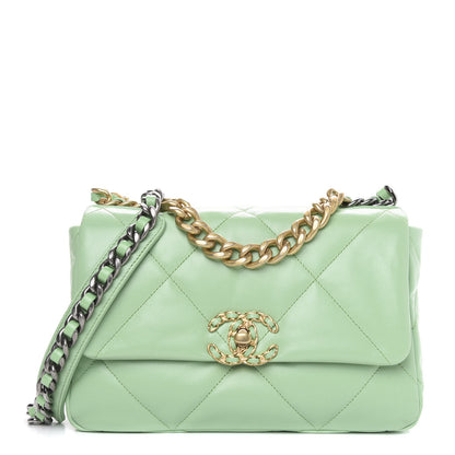 Chanel Goatskin Quilted Medium 19 Flap Light Green 1 of 11