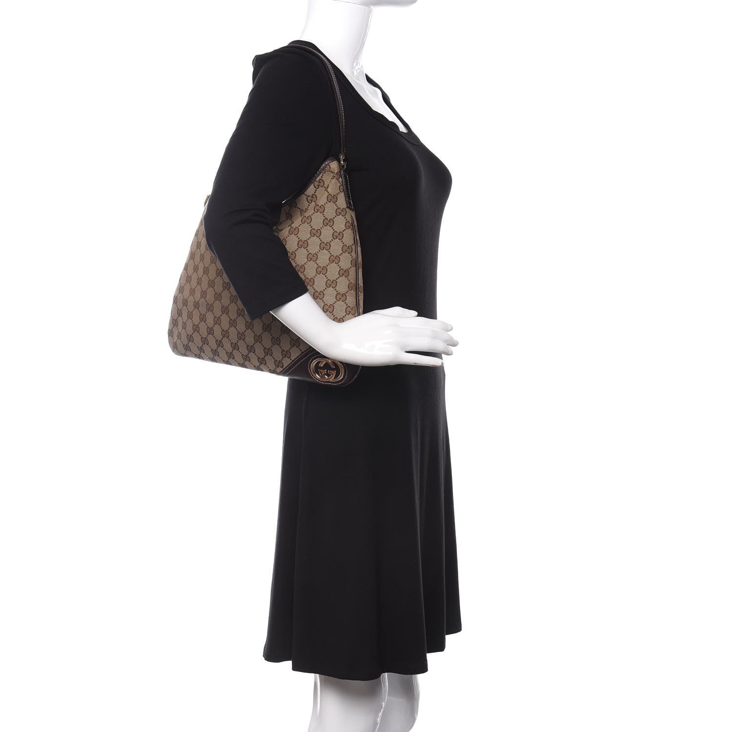 Gucci Monogram Medium New Britt Hobo Dark Brown 2 of 10