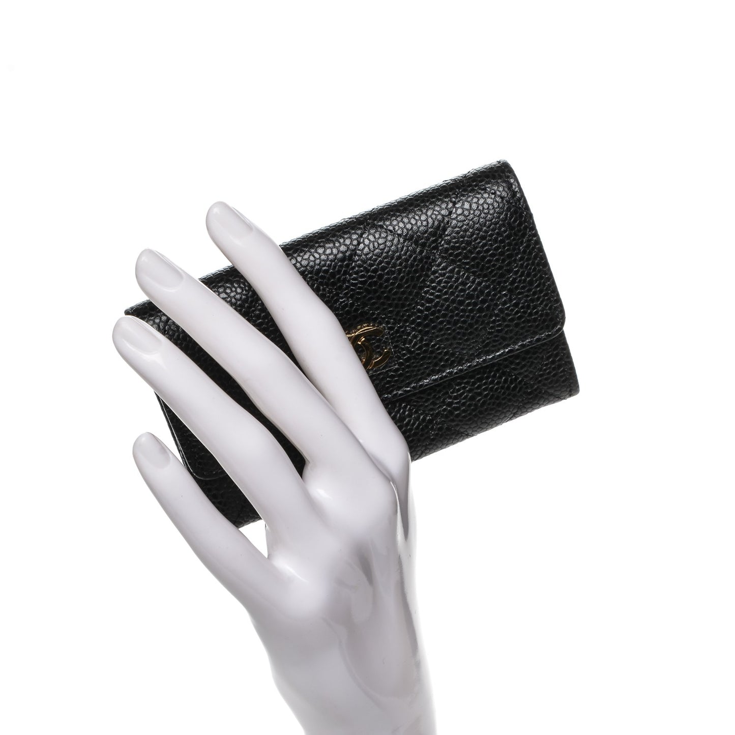 Caviar Quilted Card Holder Black