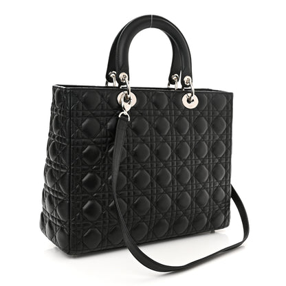 Christian Dior Lambskin Cannage Large Lady Dior Black 3 of 10