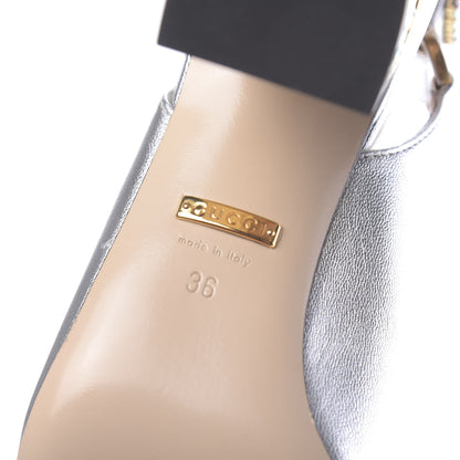 Gucci Metallic Nappa Crystal Square G Madelyn Slingbacks 36 Silver 8 of 10