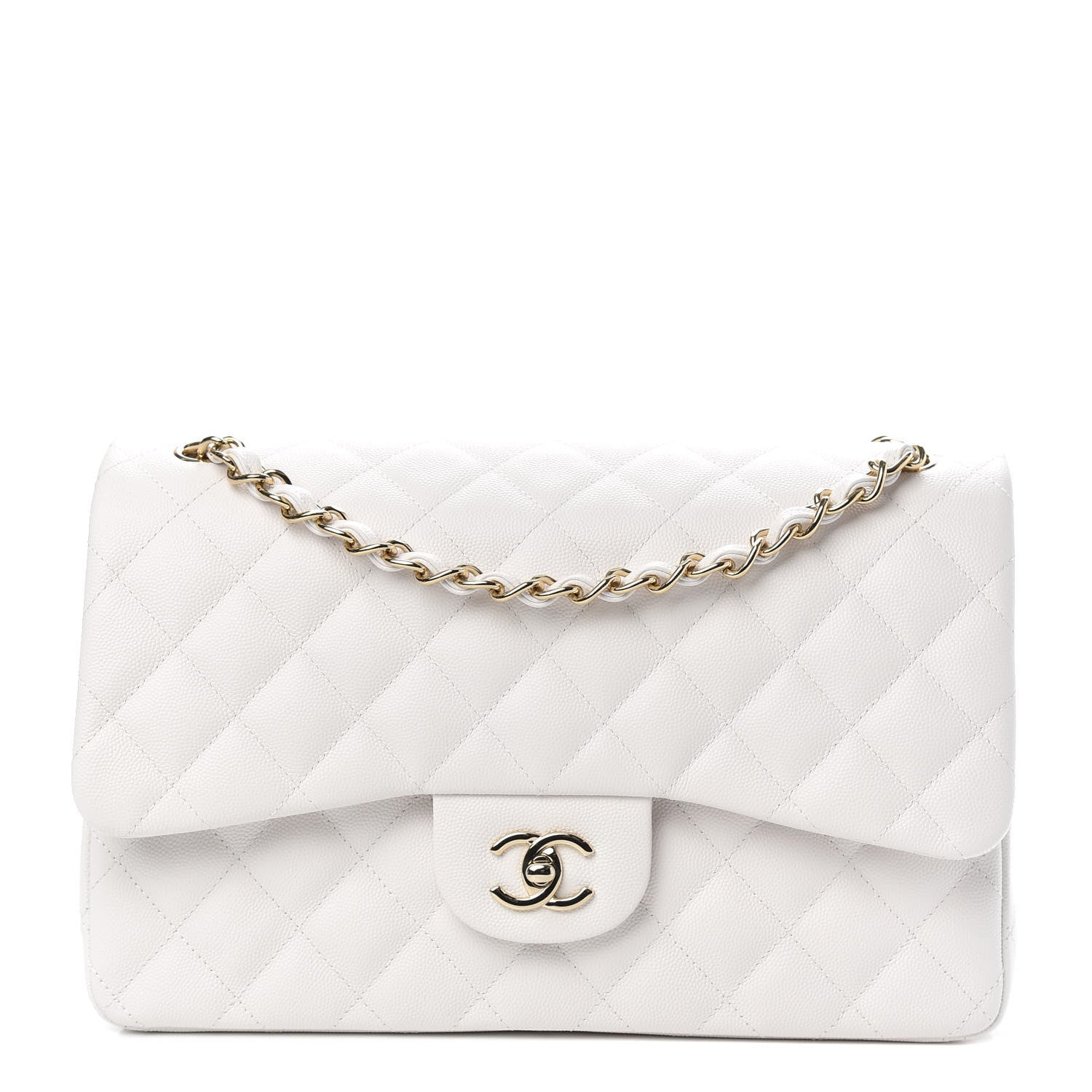 Chanel Caviar Quilted Jumbo Double Flap White 1 of 11