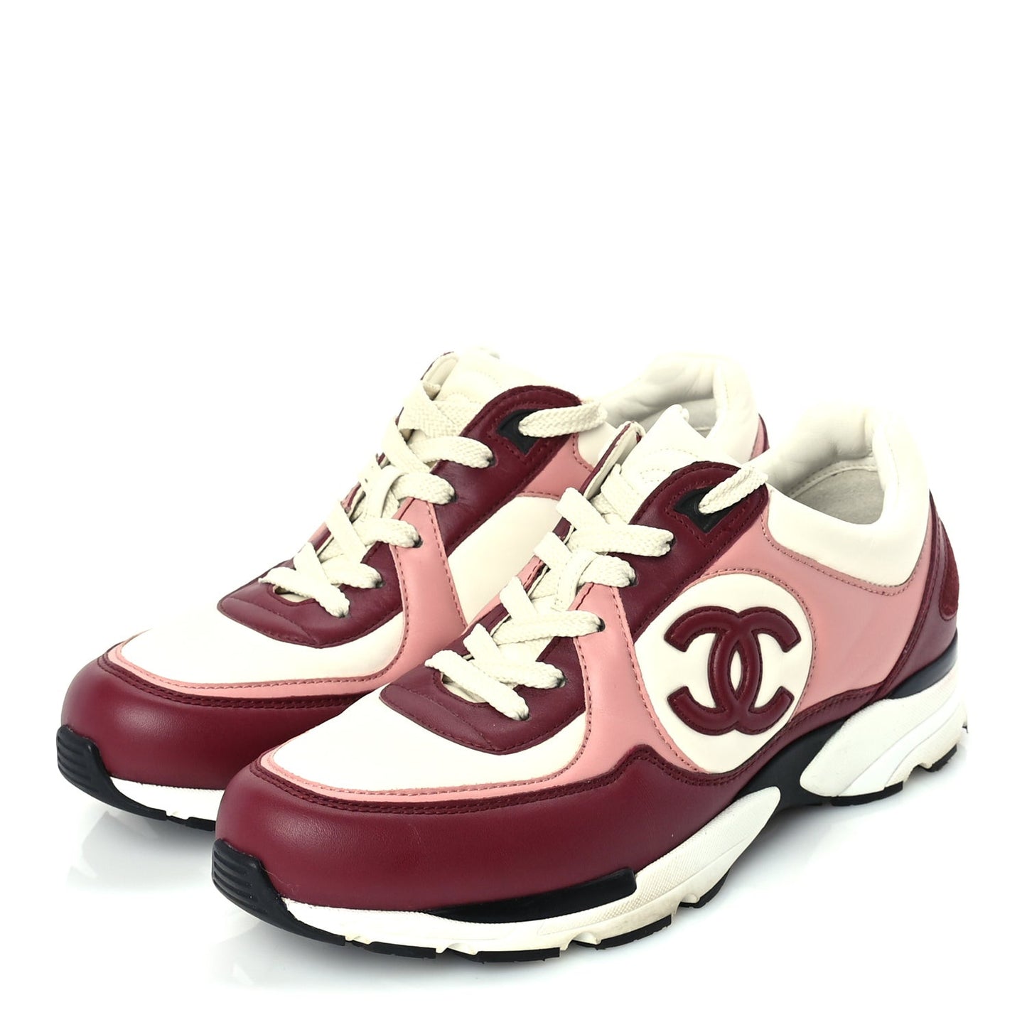 Calfskin CC Sneakers 39.5  Light Burgundy White Pink