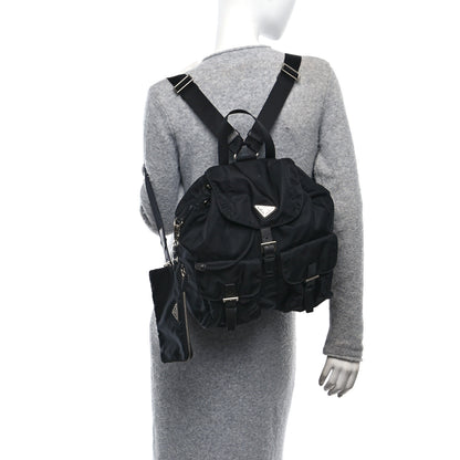 Prada Tessuto Nylon Saffiano Medium Backpack Black 2 of 10