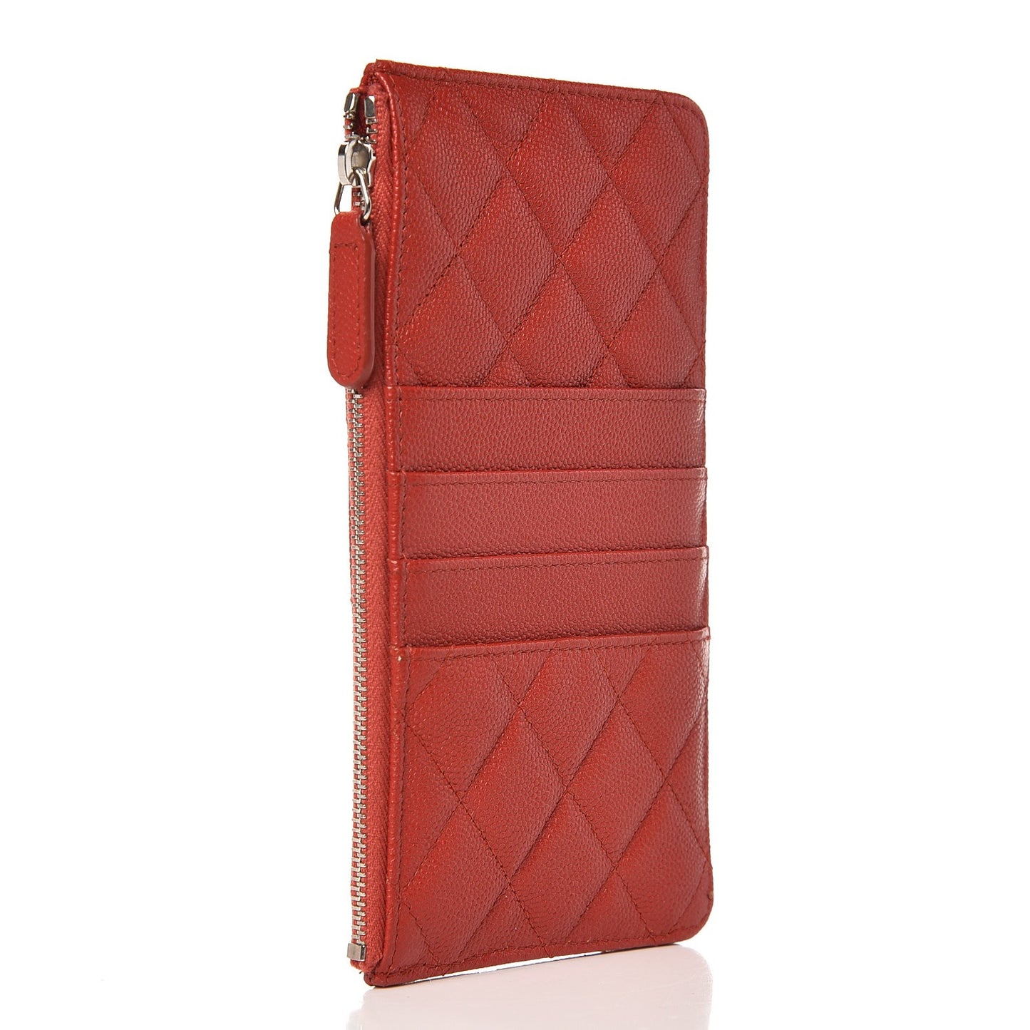 Caviar Quilted Flat Wallet Pouch Red