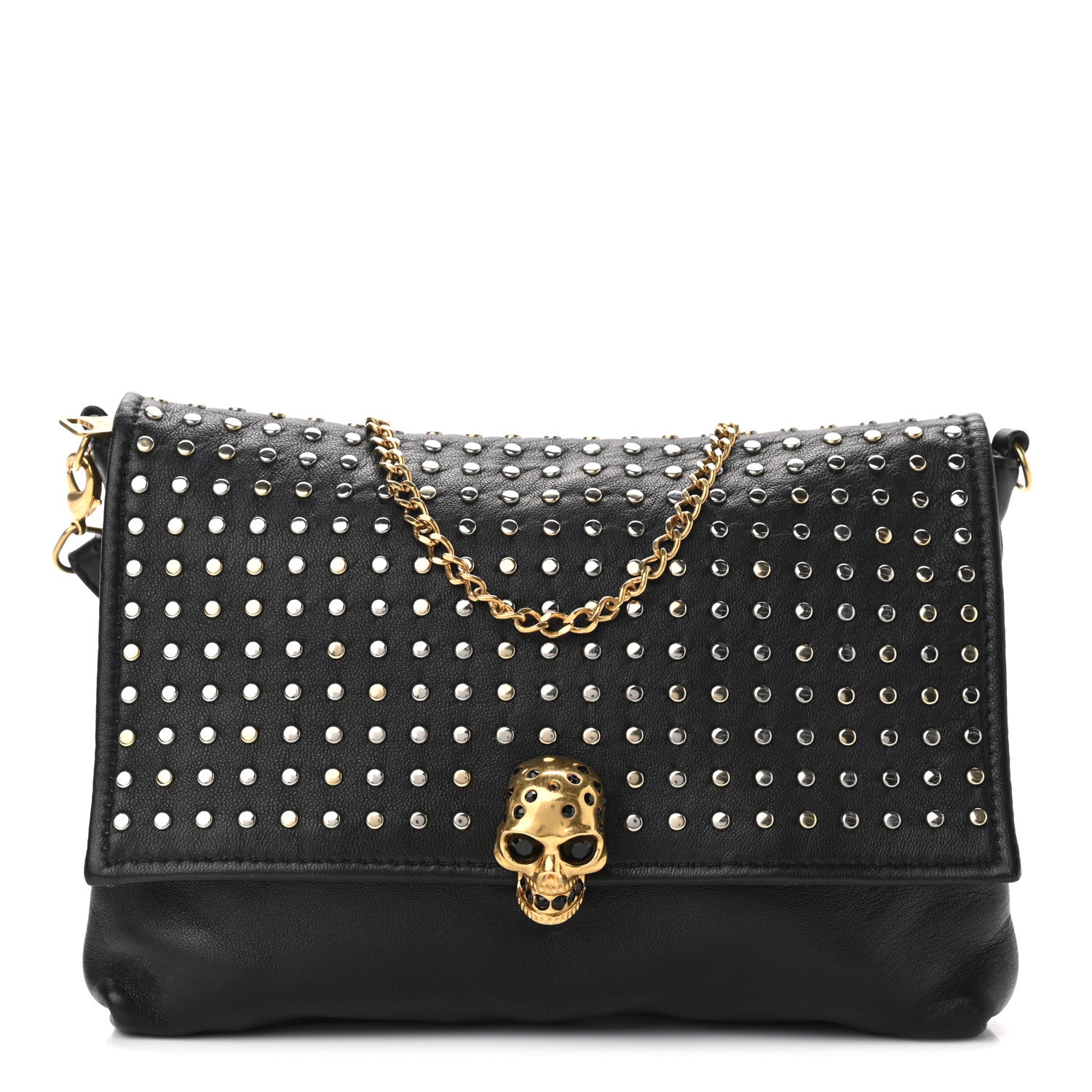 Alexander McQueen Calfskin Studded Skull Bag Black 1 of 11