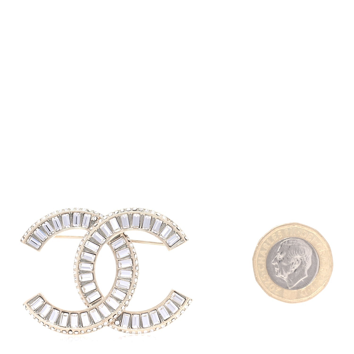 Chanel Baguette Crystal CC Brooch  Light Gold 2 of 4