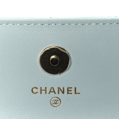 Chanel Lambskin Mini Maxi Pearls Wallet On Chain WOC Light Blue 5 of 9