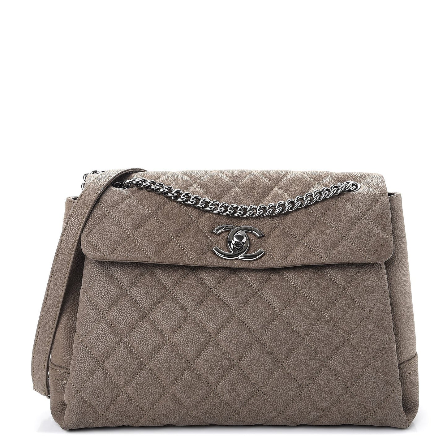 Iridescent Caviar Medium Lady Pearly Flap Khaki