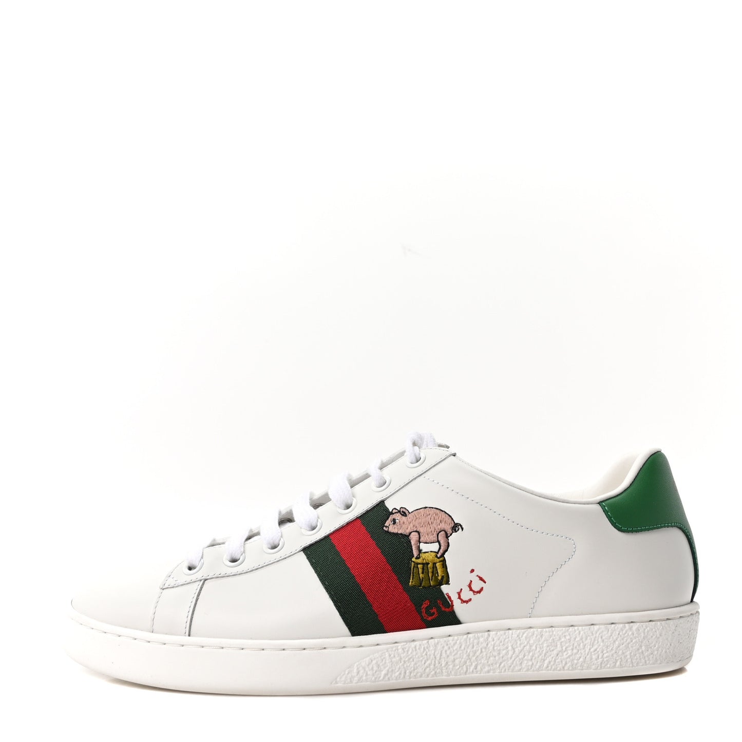 Calfskin Web Embroidered Womens Ace Sneakers 40 White