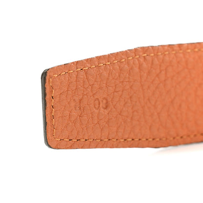 Hermes Box Togo 32mm H Belt 80 32 Black Orange 5 of 7