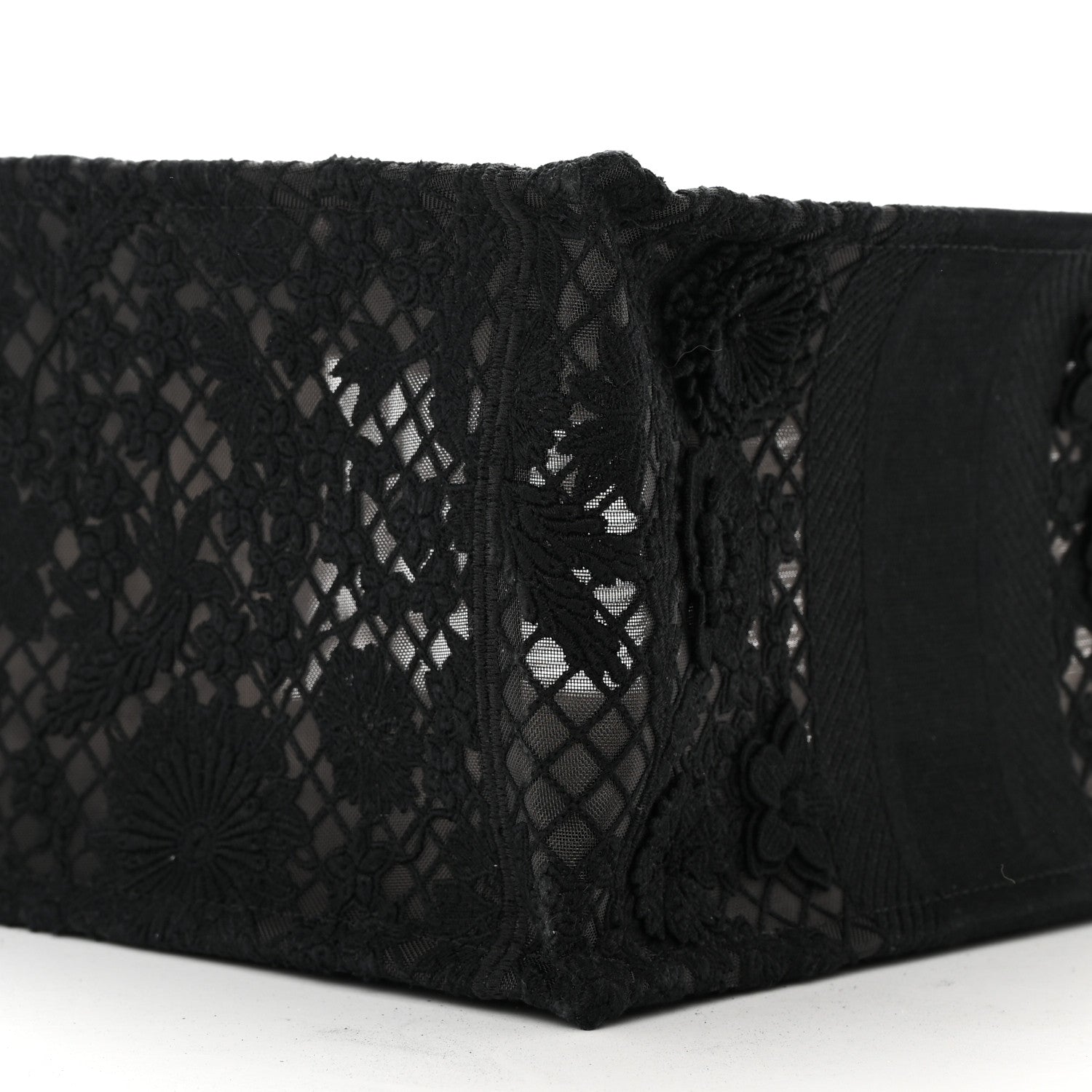 Christian Dior Embroidered 3D Macrame D-Lace Butterfly Medium Book Tote Black Multicolor 10 of 12