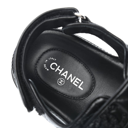 Chanel Lambskin Velcro Dad Sandals 38 Black 7 of 8
