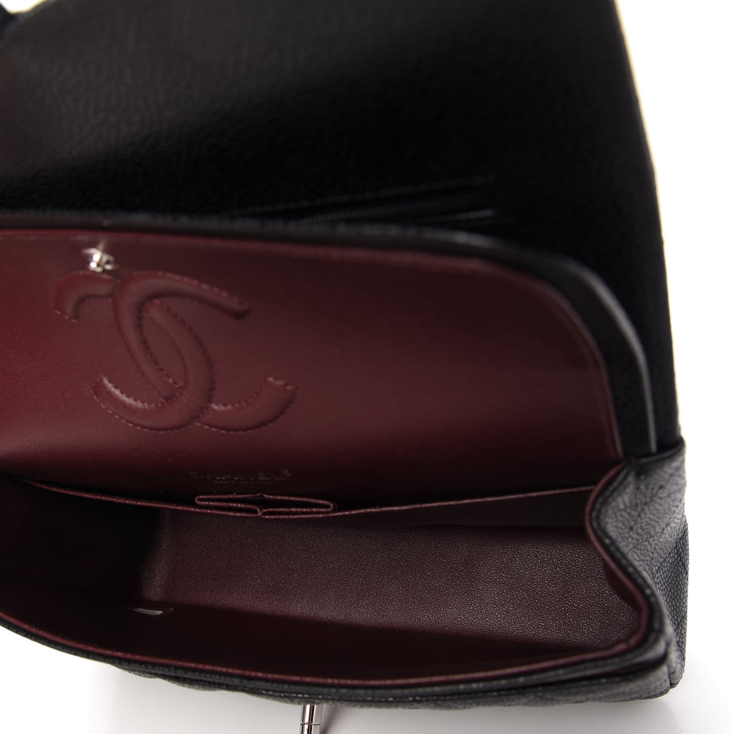 Caviar Quilted Medium Double Flap Black