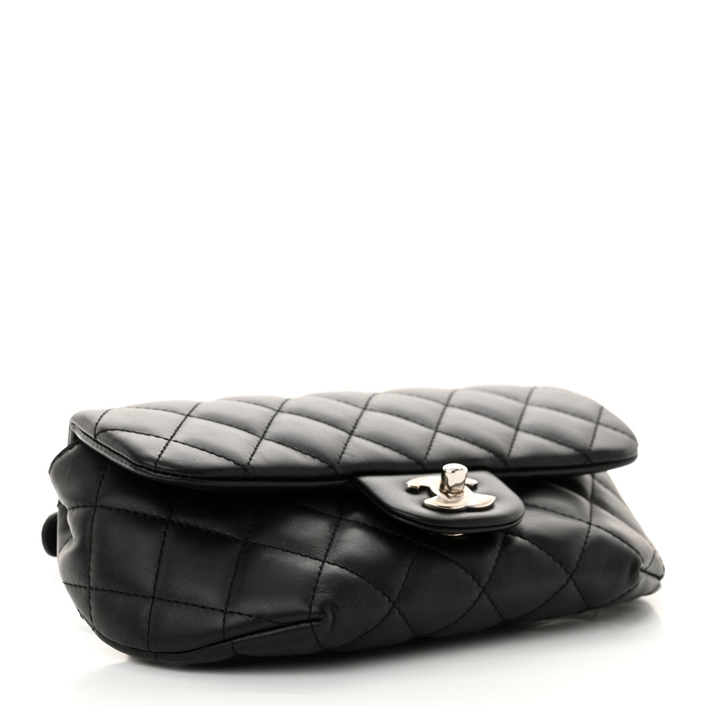 Calfskin Quilted CC Uniform Flap Belt Bag Black
