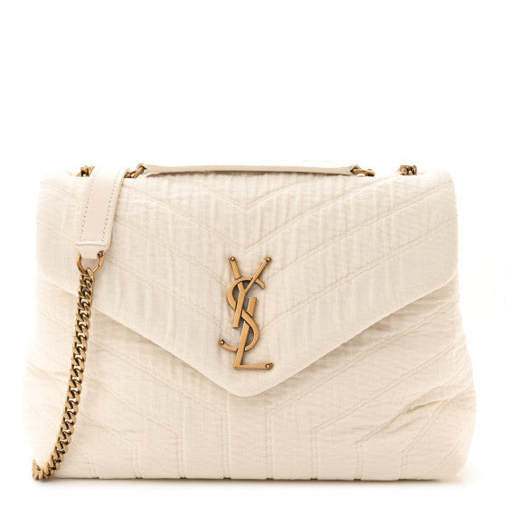 Cotton Gauze Y Quilted Monogram Small Loulou Chain Satchel Vanilla Ice