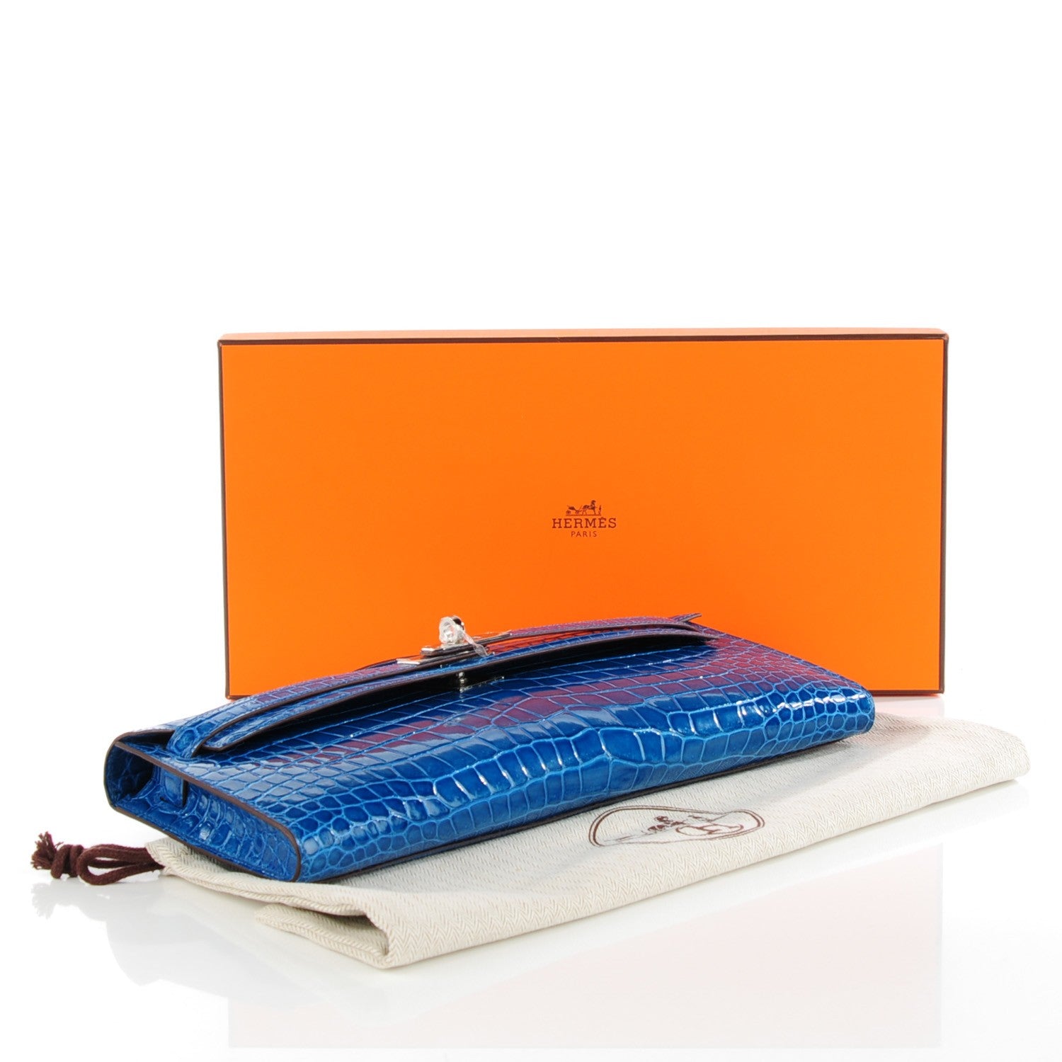 Hermes Shiny Niloticus Crocodile Kelly Cut Pochette Mykonos 5 of 19