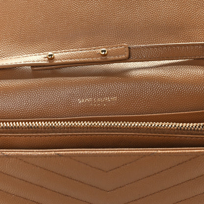 Saint Laurent Grain De Poudre Matelasse Chevron Cassandre Chain Wallet Cork 6 of 12