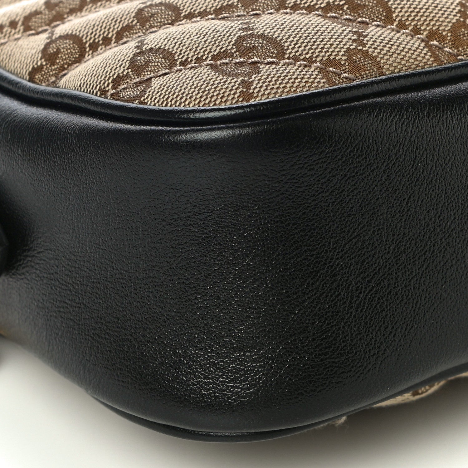 Gucci Monogram Matelasse Diagonal Small GG Marmont Chain Shoulder Bag Beige Black 10 of 11