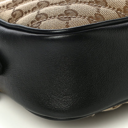 Gucci Monogram Matelasse Diagonal Small GG Marmont Chain Shoulder Bag Beige Black 10 of 11