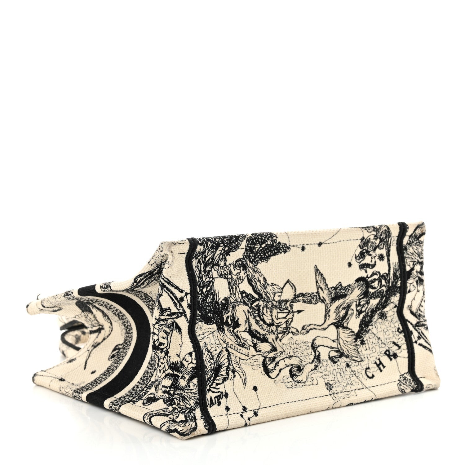 Christian Dior Canvas Embroidered Small Zodiac Toile De Jouy Book Tote Latte 4 of 7