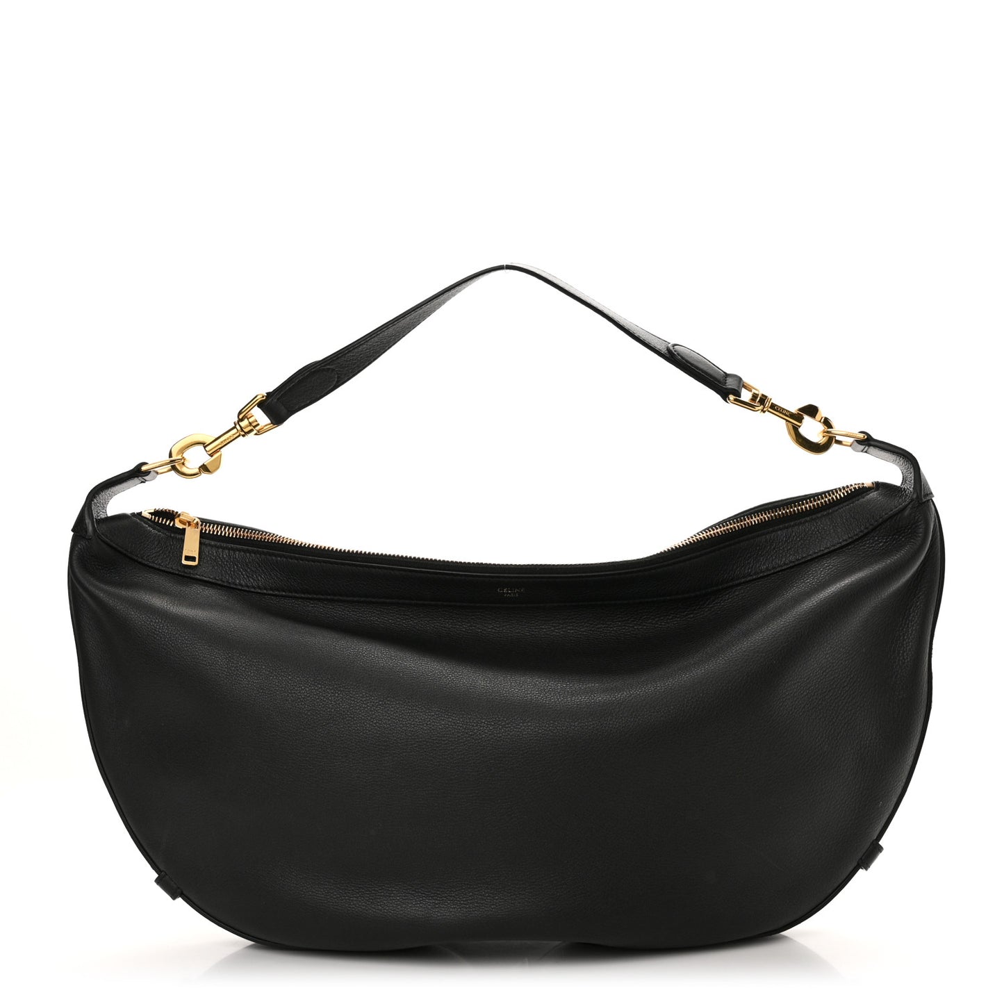 Supple Calfskin Medium Strap Leandre Shoulder Bag Black