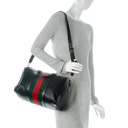 Gucci Calfskin Vintage Web Medium Boston Black 2 of 8