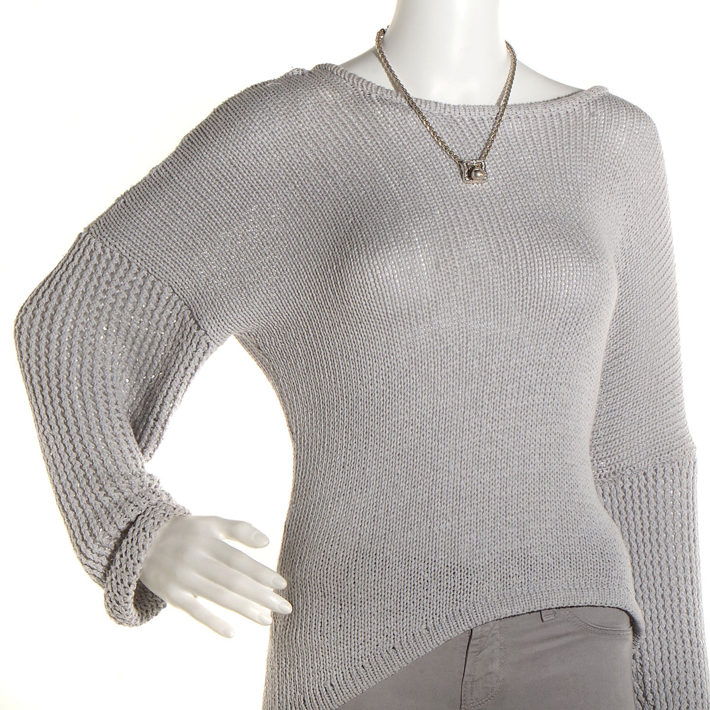 Sterling Silver Diamond Quatrefoil Lariat Wheat Chain Necklace