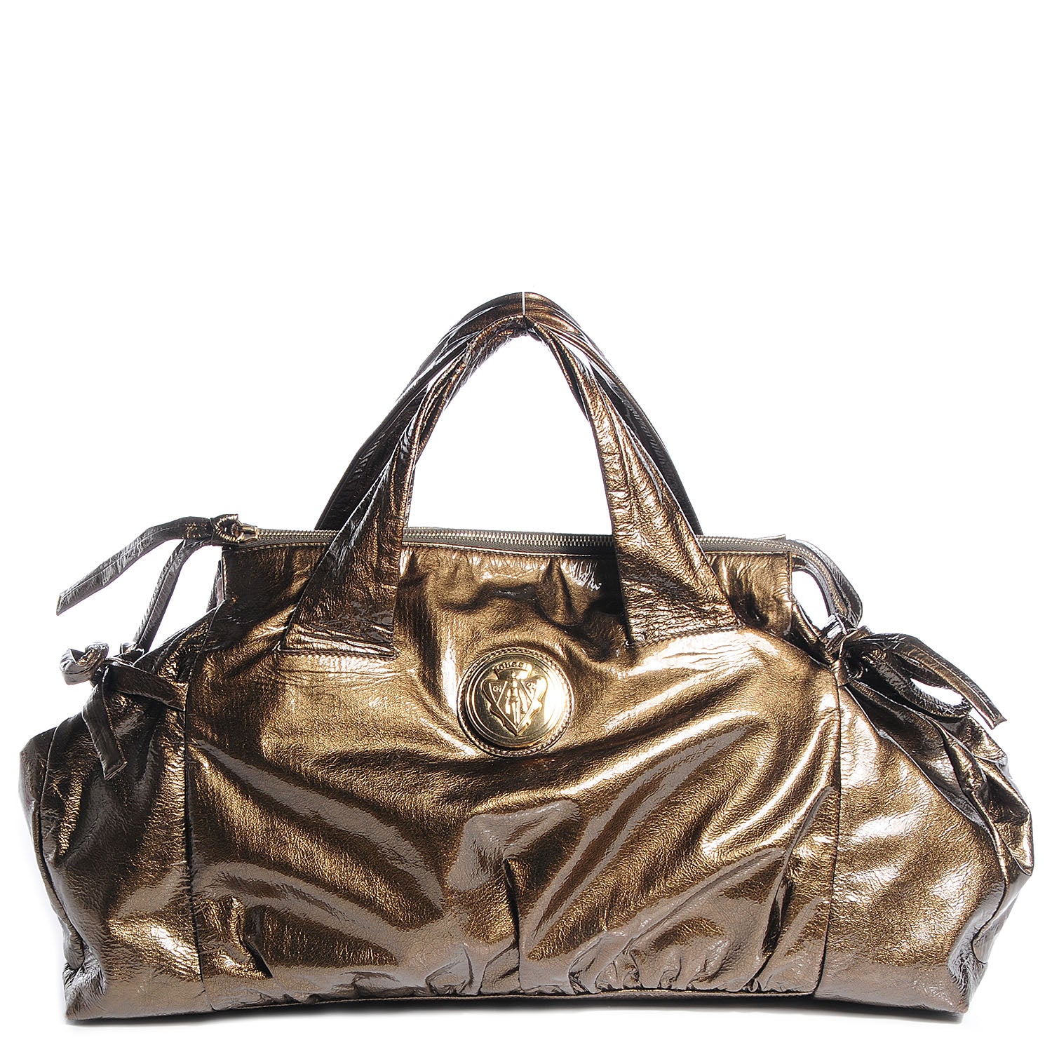 Gucci Patent Leather Medium Hysteria Top Handle Bag Gold 1 of 9