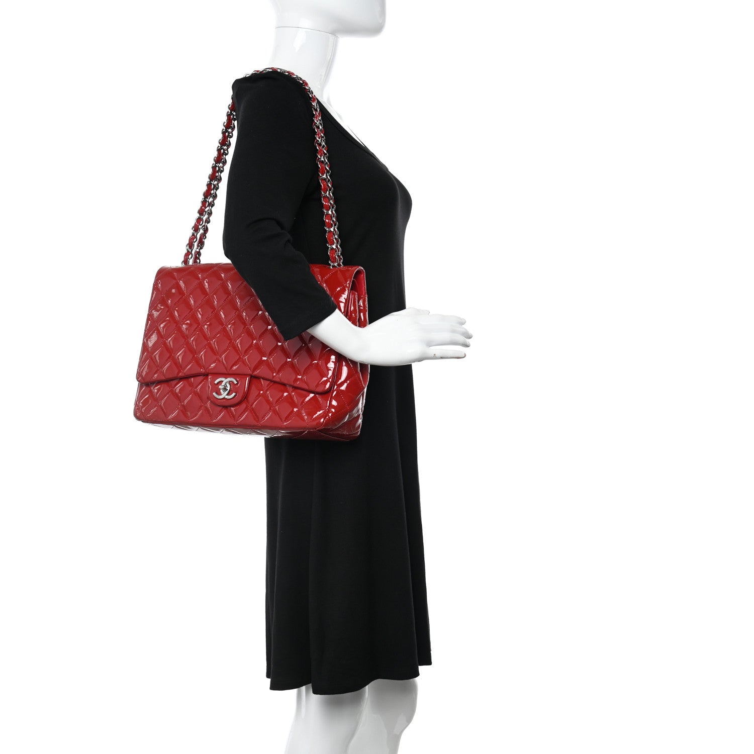 Chanel Patent Quilted Maxi Double Flap Red 2 of 13