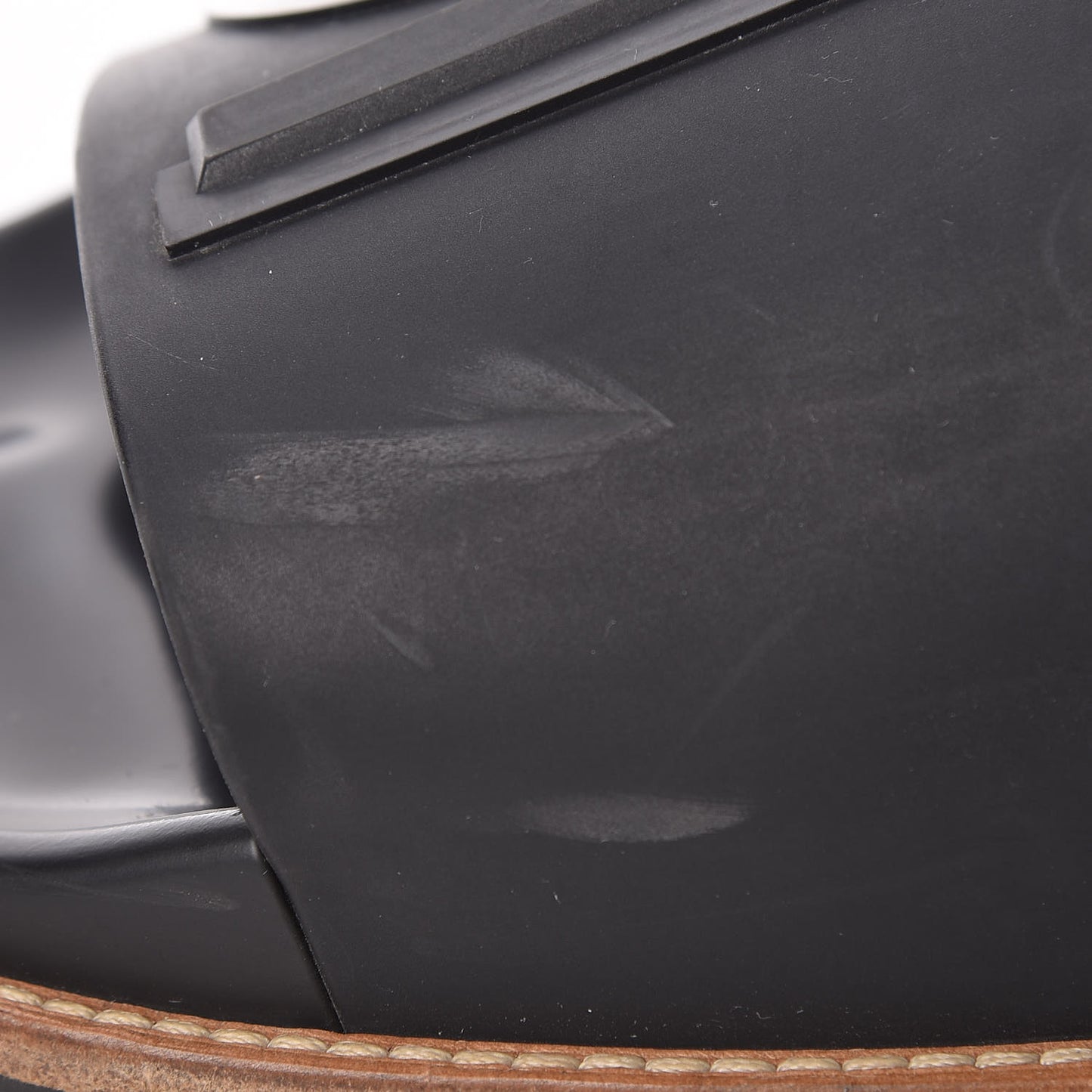 Rubber Raised Logo Slide Sandals 10 Black