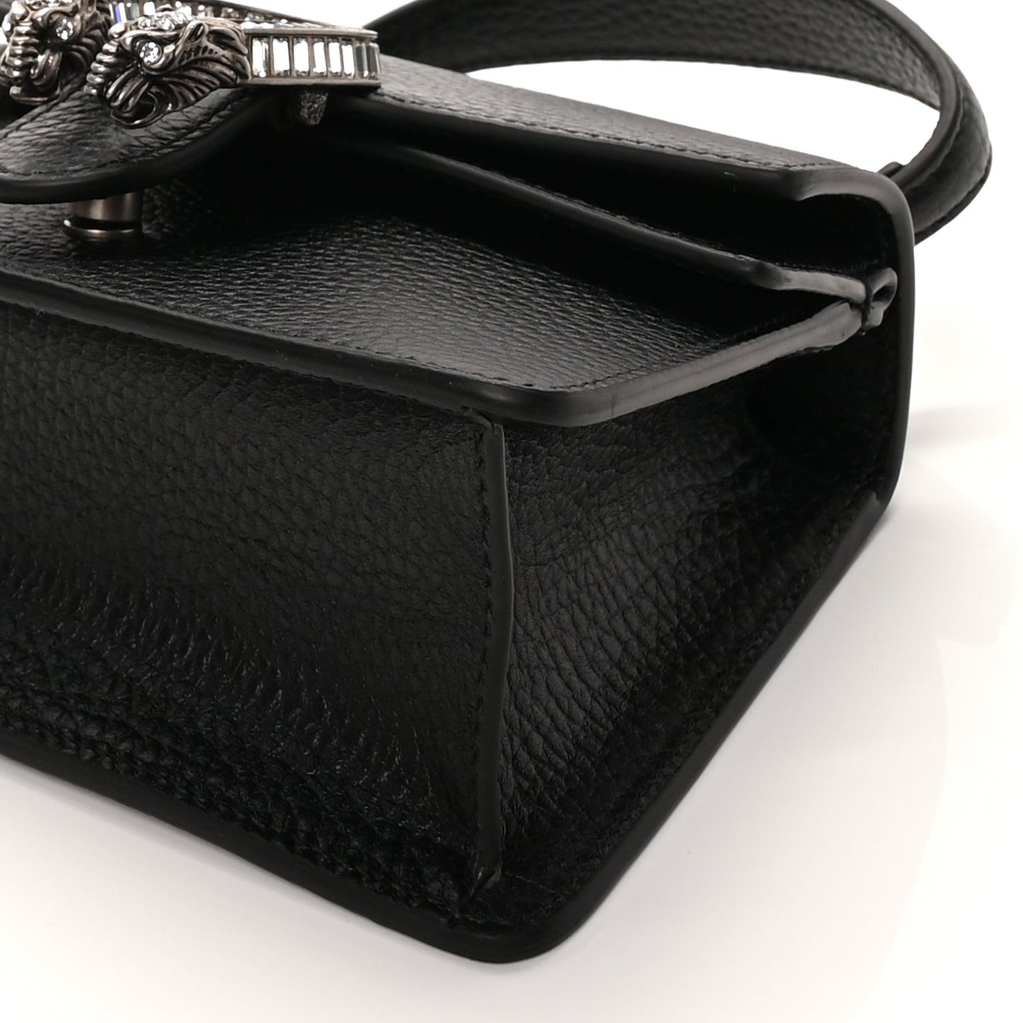 Dollar Calfskin Crystal Mini Dionysus Top Handle Bag Black Crystal