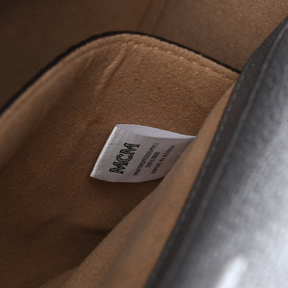 MCM Metallic Grained Calfskin Medium Milla Tote Spike Silver 6 of 9