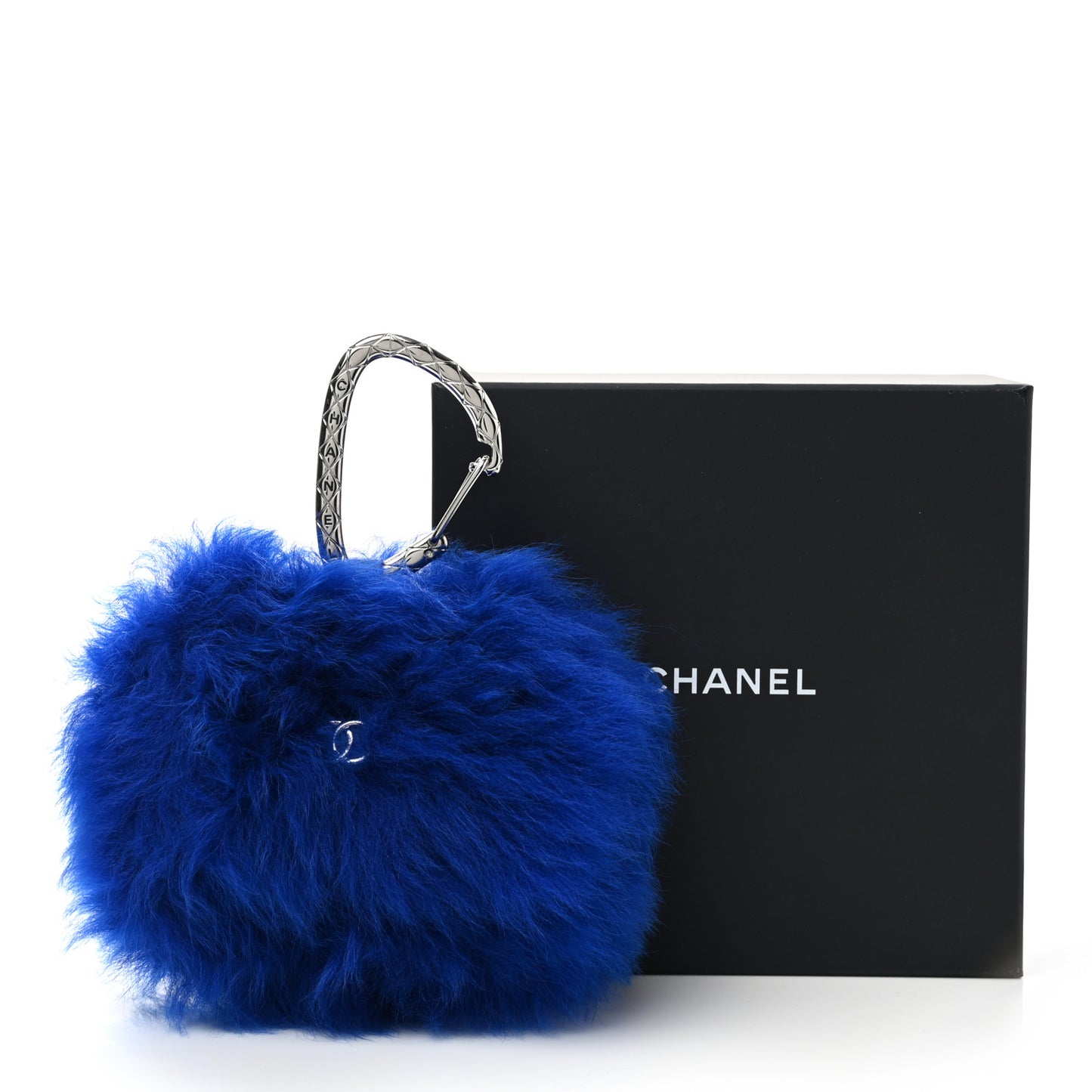 Shearling Lambskin CC Hook Card Holder Blue