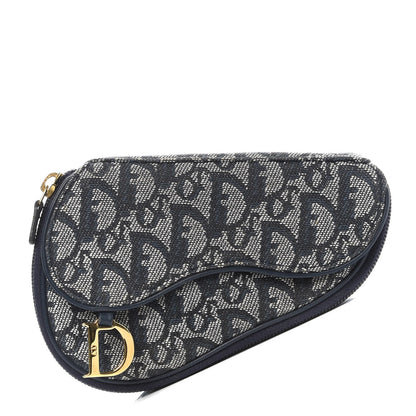 Christian Dior Monogram Mini Saddle Zip Pouch Navy Blue 1 of 8