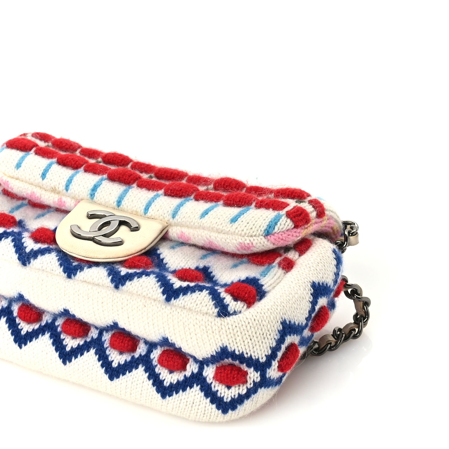 Cashmere Knit Extra Mini Single Flap White Multicolor