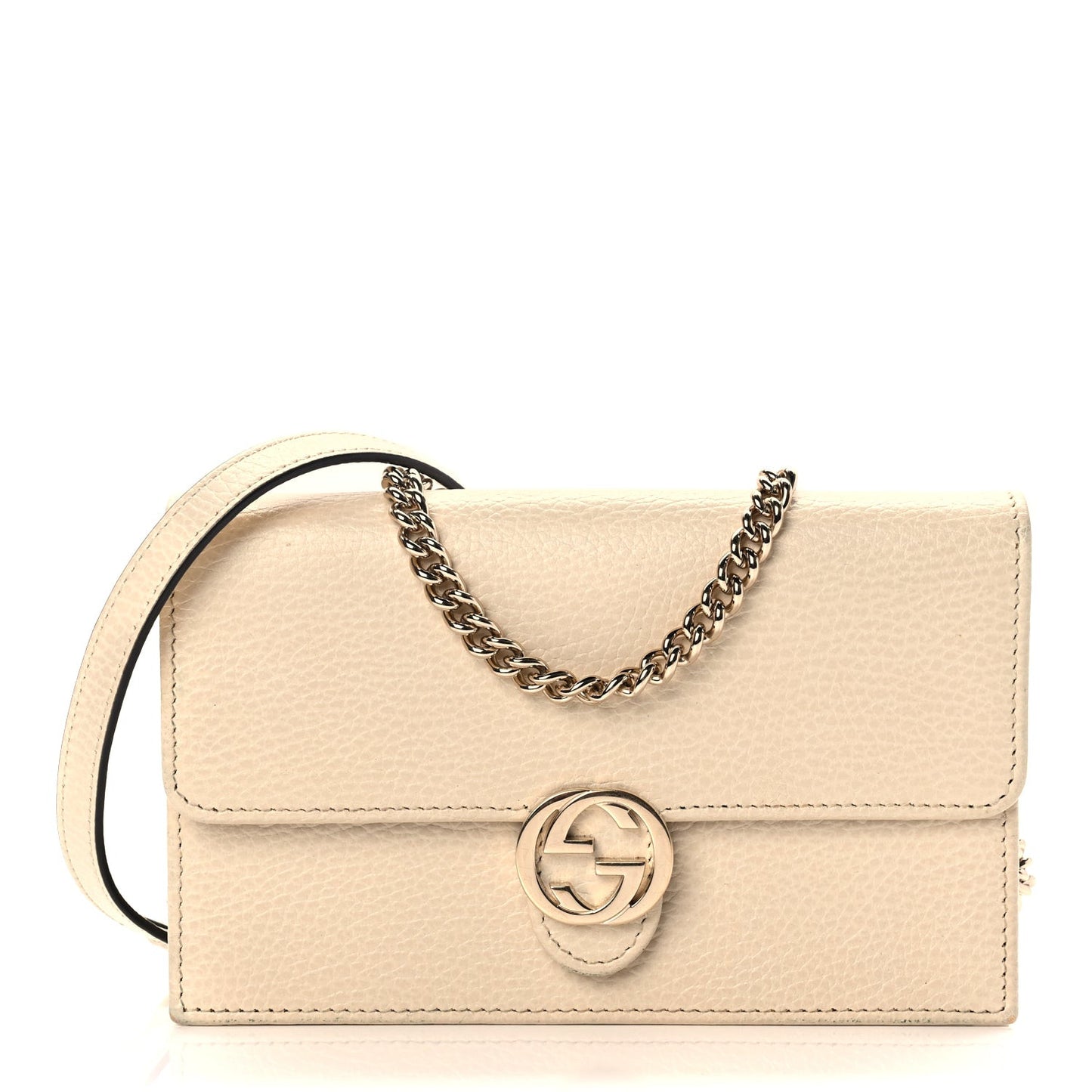 Dollar Calfskin Interlocking G Chain Wallet Ivoire