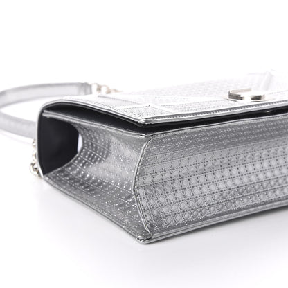Christian Dior Metallic Patent Micro-Cannage Medium Diorama Flap Bag Silver 6 of 9
