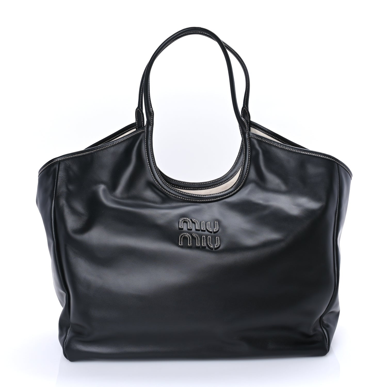 Miu Miu Nappa Large Ivy Tote Bag  Black 1 of 7