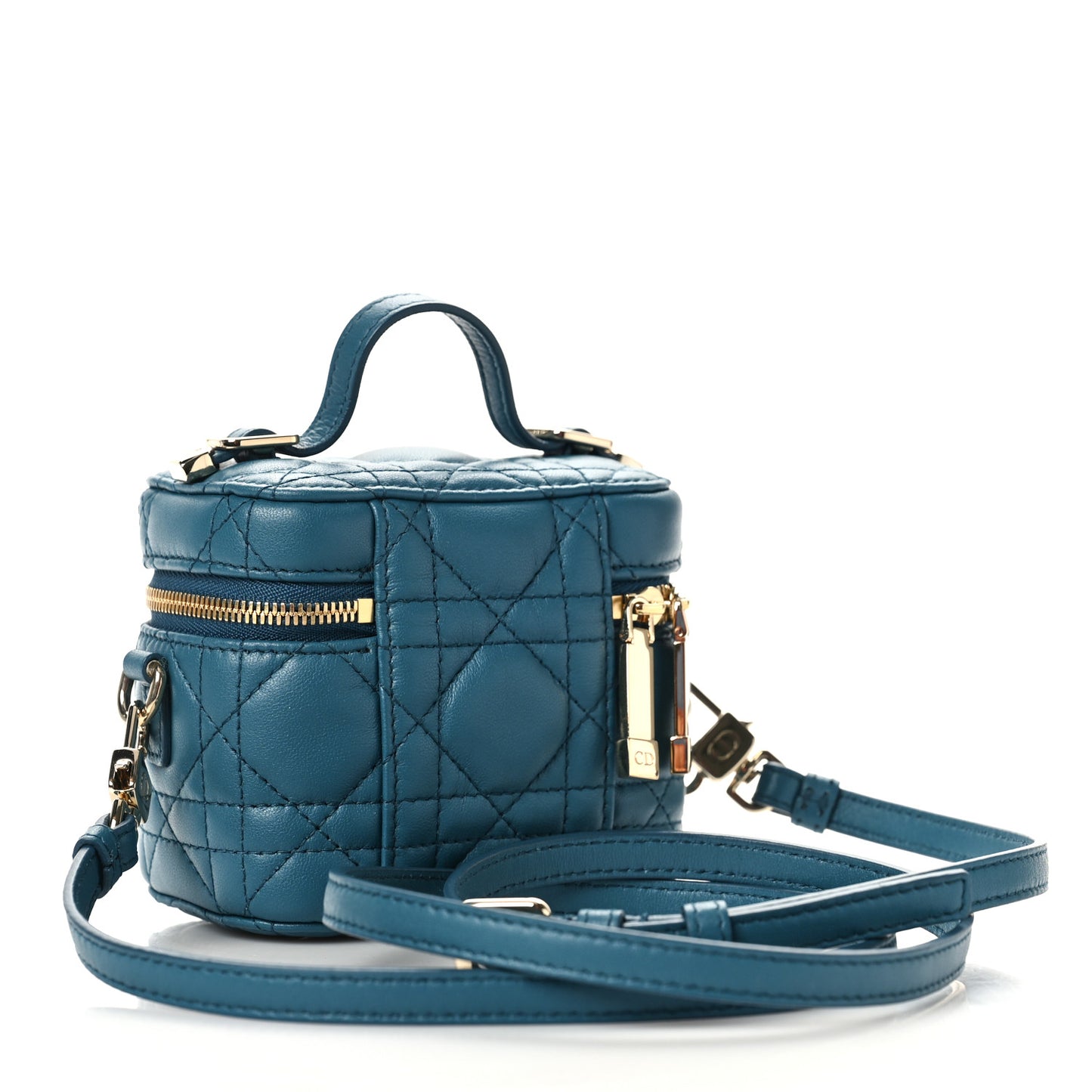 Lambskin Cannage Micro Lady Dior Vanity Case Deep Ocean