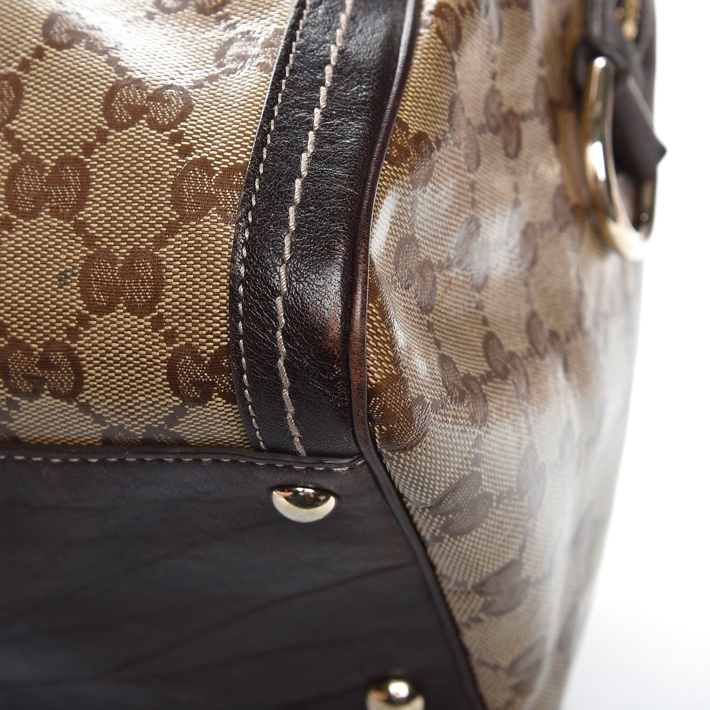 Crystal Monogram Large Duchessa Boston Dark Brown