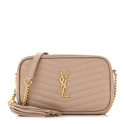 Saint Laurent SAINT LAURENT Grain De Poudre Matelasse Monogram Mini Lou Camera Bag Dark Beige 1 of 12