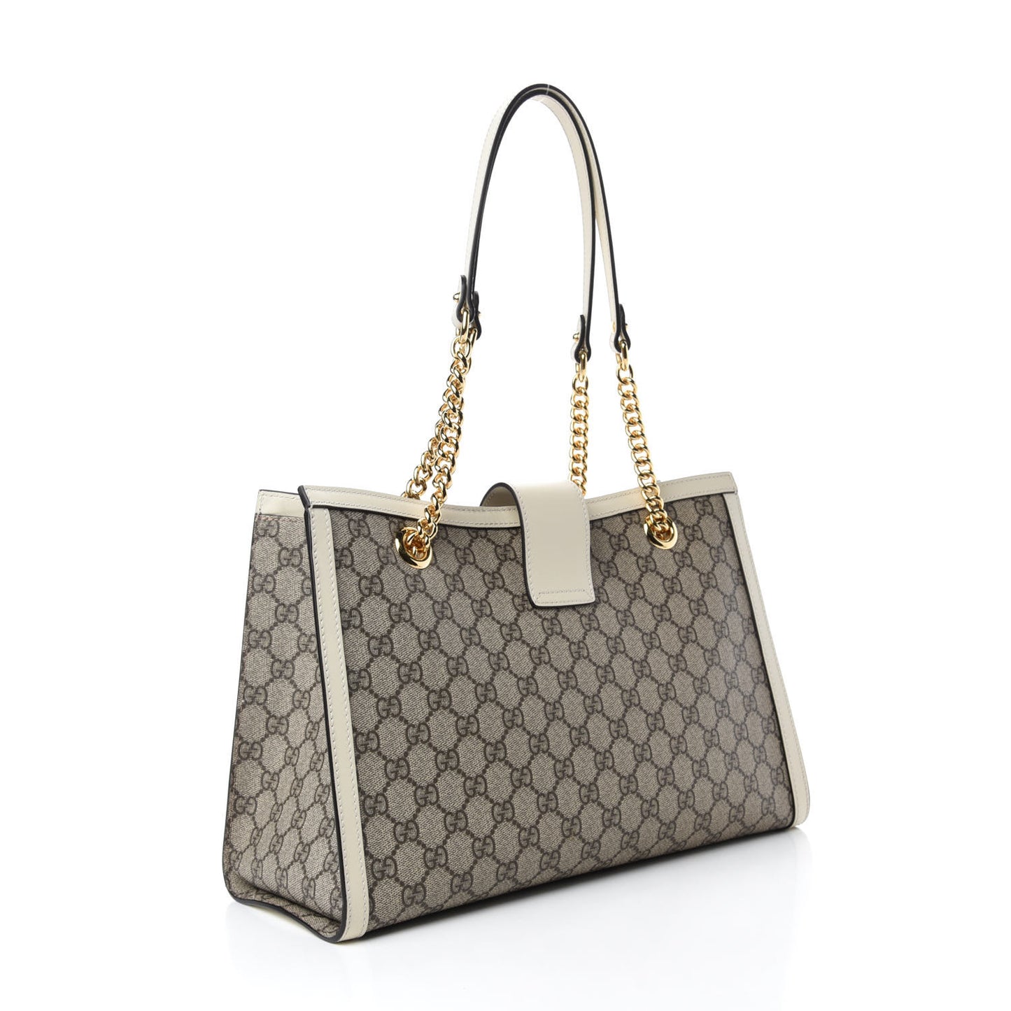 GG Supreme Monogram Medium Padlock Tote White