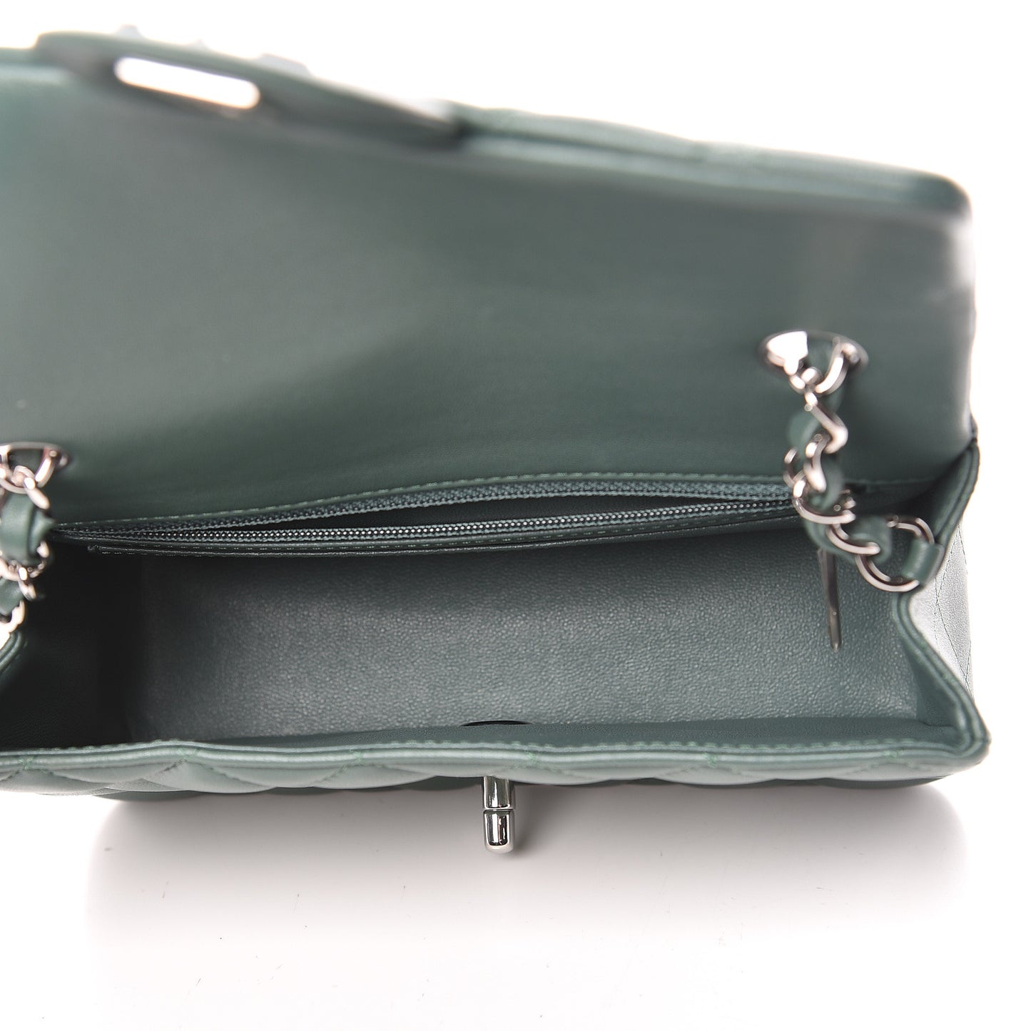 Lambskin Quilted Mini Rectangular Flap Green