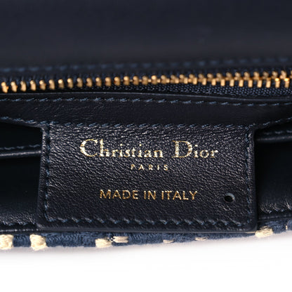 Christian Dior Fabric Macrocannage Woven Medium Caro Bag Blue White 5 of 9